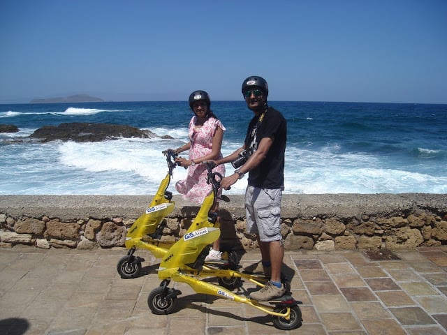 Exploring the colourful corners of Chania Old Town on a Trikke Tour